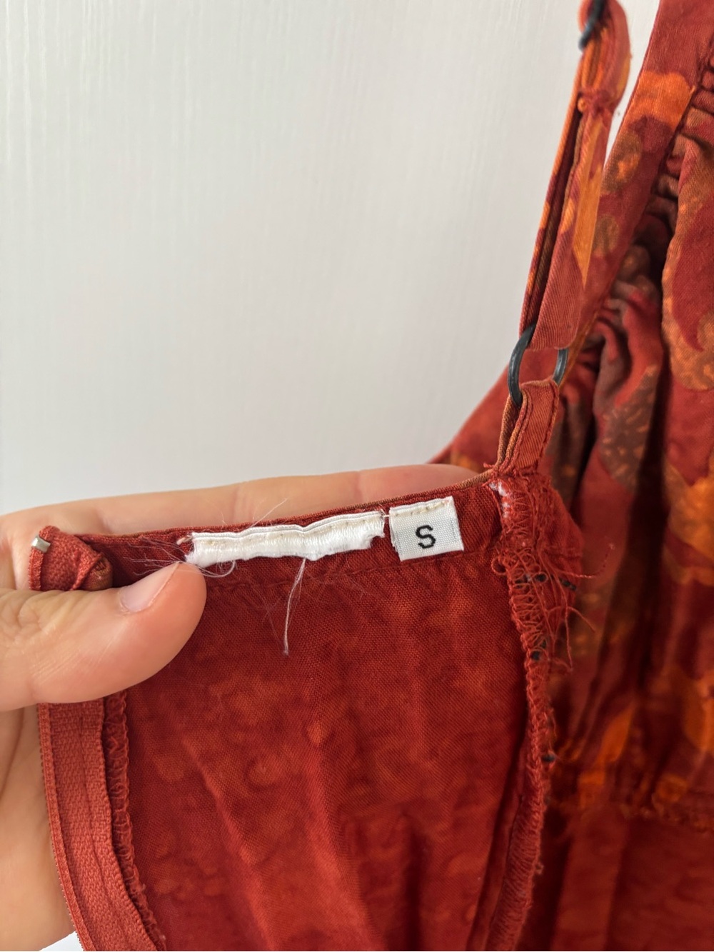 Boho Batik Print Maxi Dress Rust Orange Festival Fairy Grunge Y2K Small Godet - Picture 7 of 14